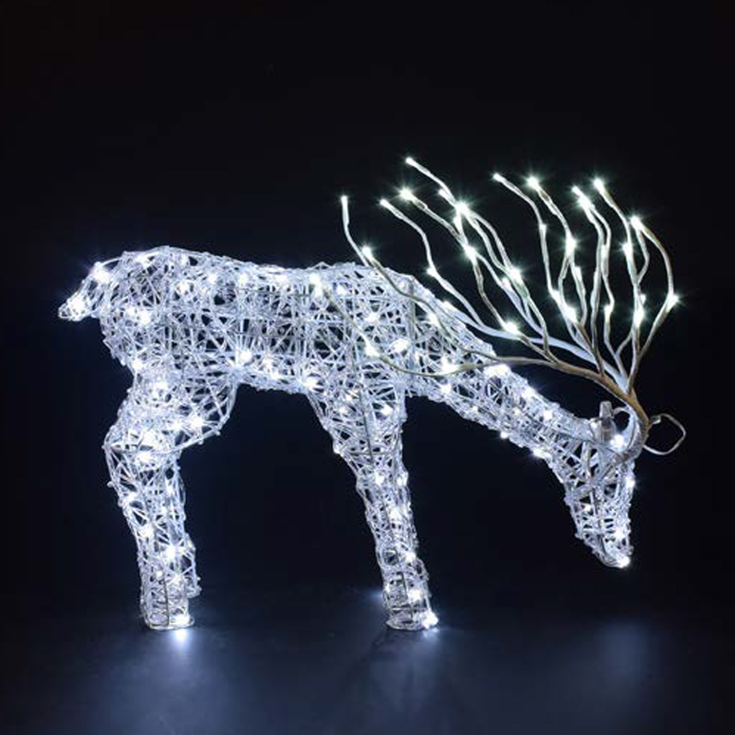 40cm Spun Acrylic Grazing Stag With Branch Antlers