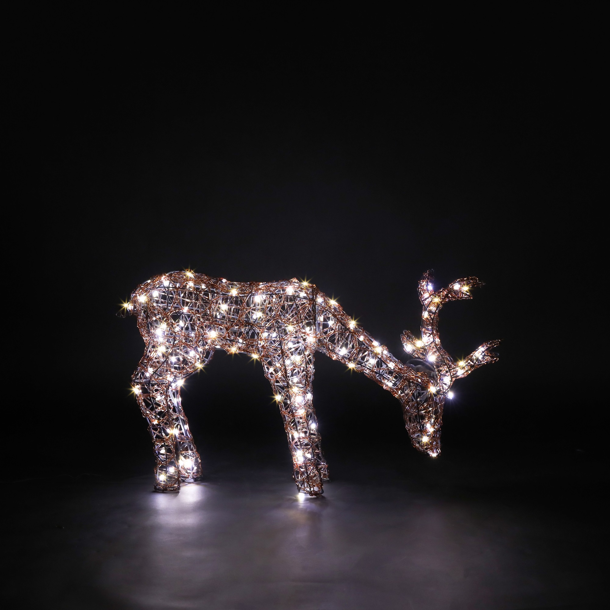 40cm Copper Acrylic Grazing Stag With Wire Antlers