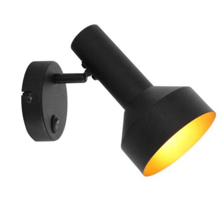 Steinhauer Black Gold Wall Lamp c/w Switch
