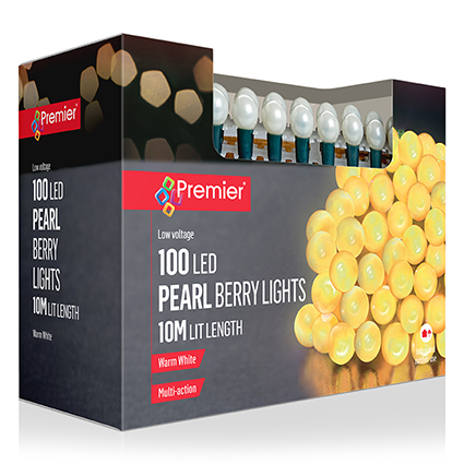 100 Multi-Action Pearl Berry Lights Warm White 