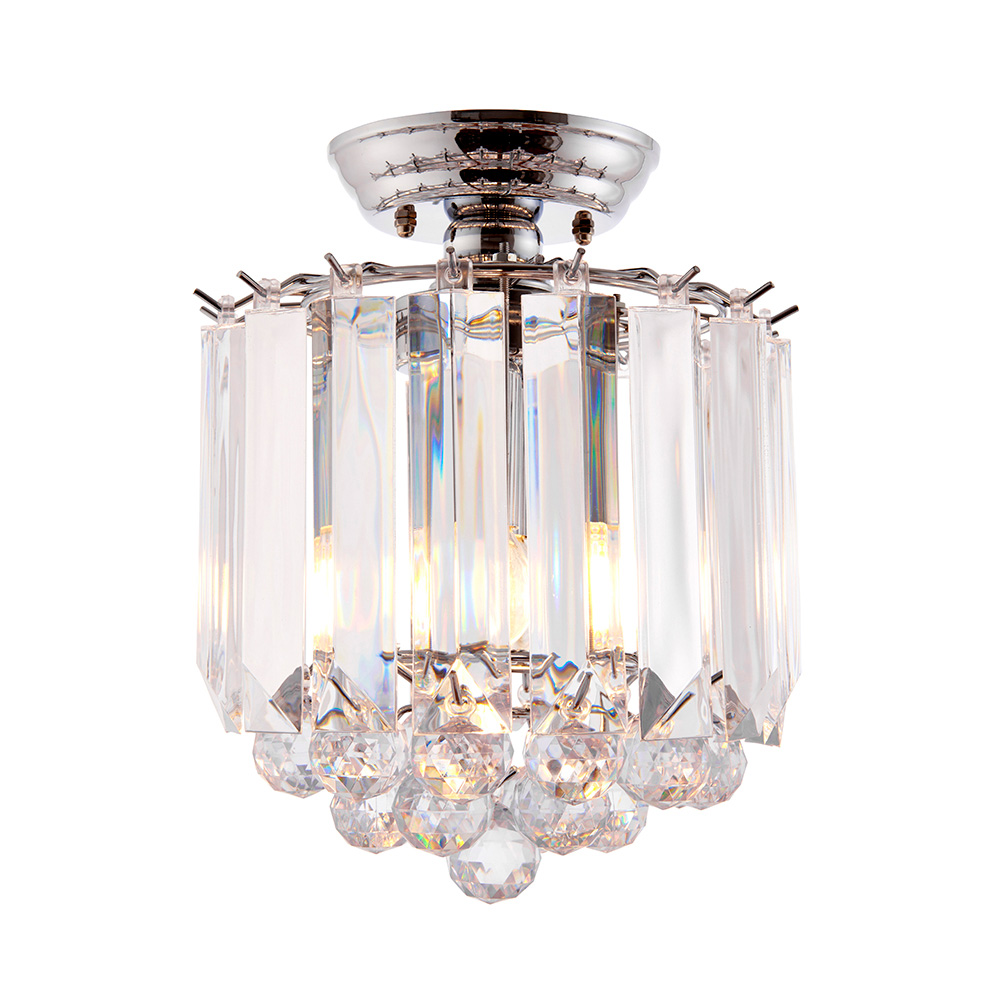 Chrome flush light with acrylic spheres and rods