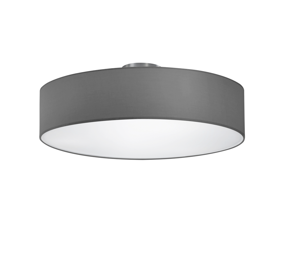 Flush Ceiling Light with Grey Shade and Opal Diffuser