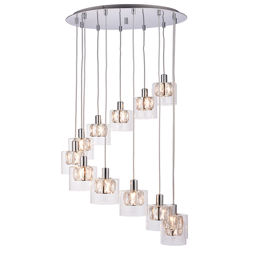 Verina 12LT Pendant Chrome clear glass G9 Bulbs