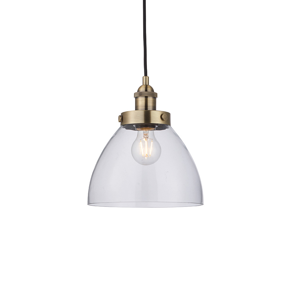 Hansen Pendant Antique Brass c/w Clear Glass