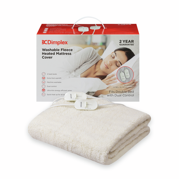 Dimplex Double Dual Washable Fleece Heated Mattress Cover