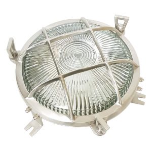 Cast Satin Nickel Round Bulkhead E27