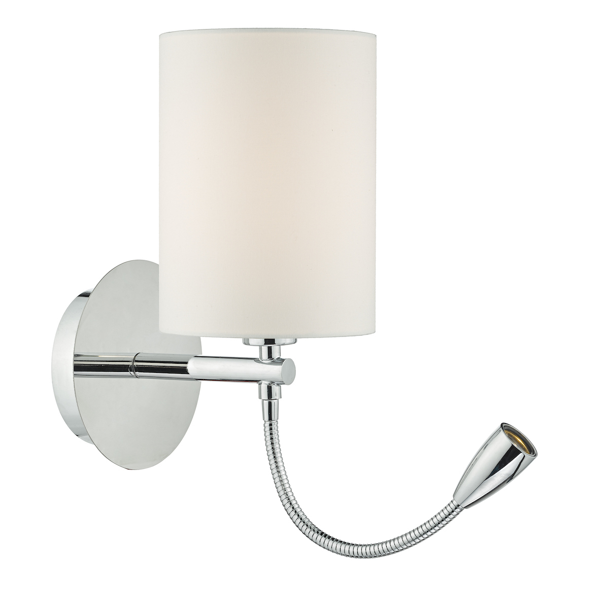 Feta wall light with LED arm c/w cream shade