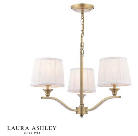 LA Hemsley 3 Light Arm Pendant Matt A/Brass +Shade