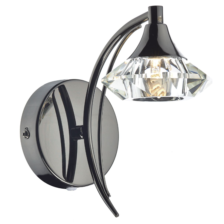 Luther Single Wall Bracket B/CHROME +Crystal Glass