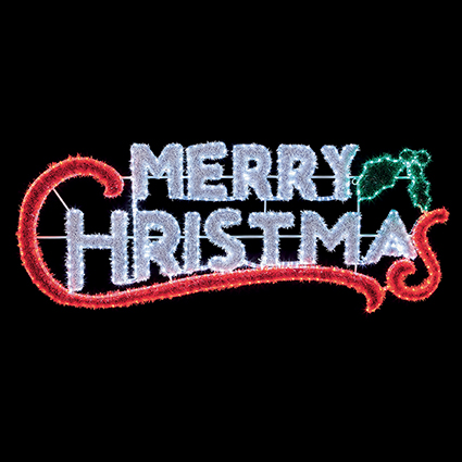 Tinsel Merry Christmas LED Sign 200x82cm