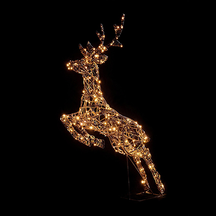 1.5m Multi-Action Rustic Willow Prancing Stag