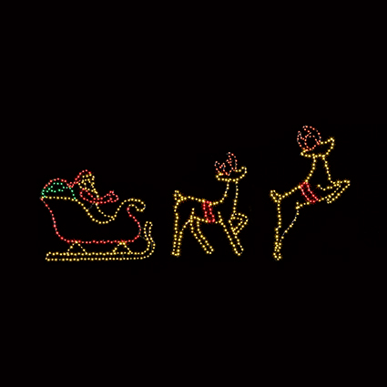 Twinkling FlexiBrights Santa & Reindeer LED Sign 220x68cm 