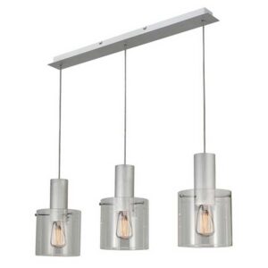 3 light on bar with clear glass shades