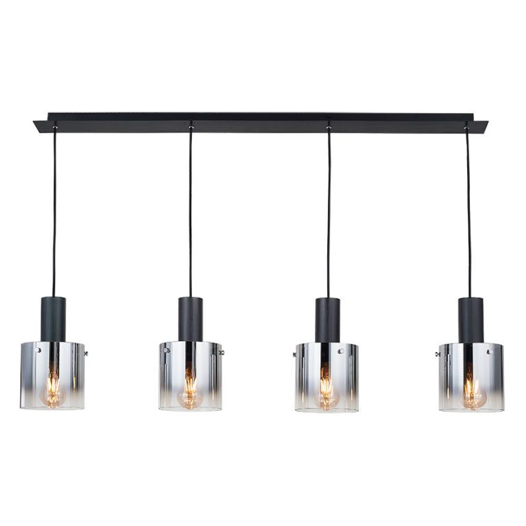FADING BLACK VINTAGE STYLE GLASS PENDANT 4 LIGHT
