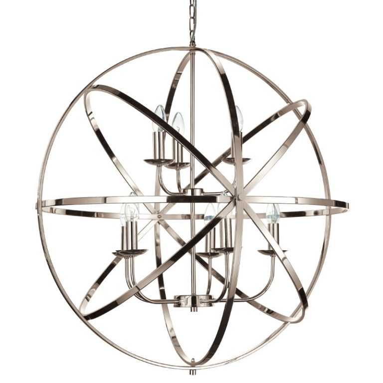 Besca Round Pendant Light Satin Chrome 8Light