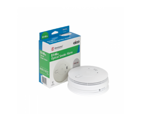 EI Mains Optical Smoke Alarm + Hush with Battery