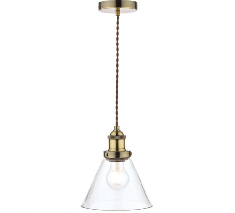 Isaac Pendant Antique Brass and Glass