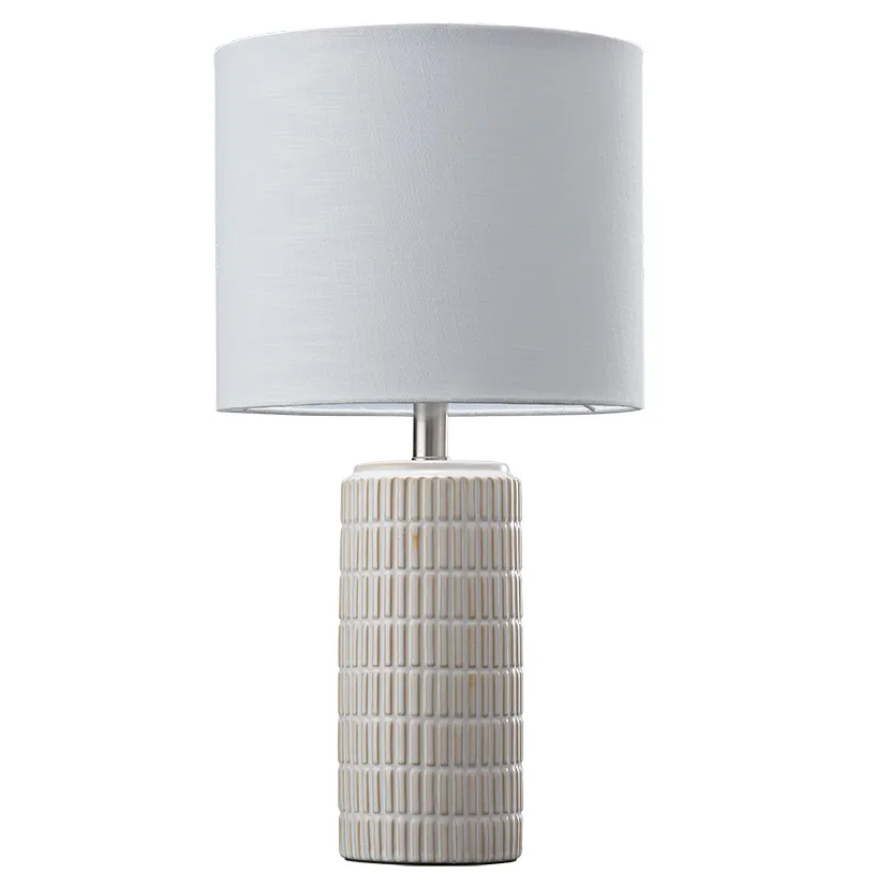 Table Lamp Off White Textured Ceramic