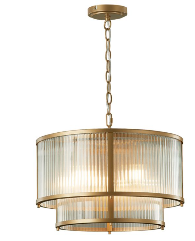 Double Tier Carter 4 Light Pendant Antique Brass