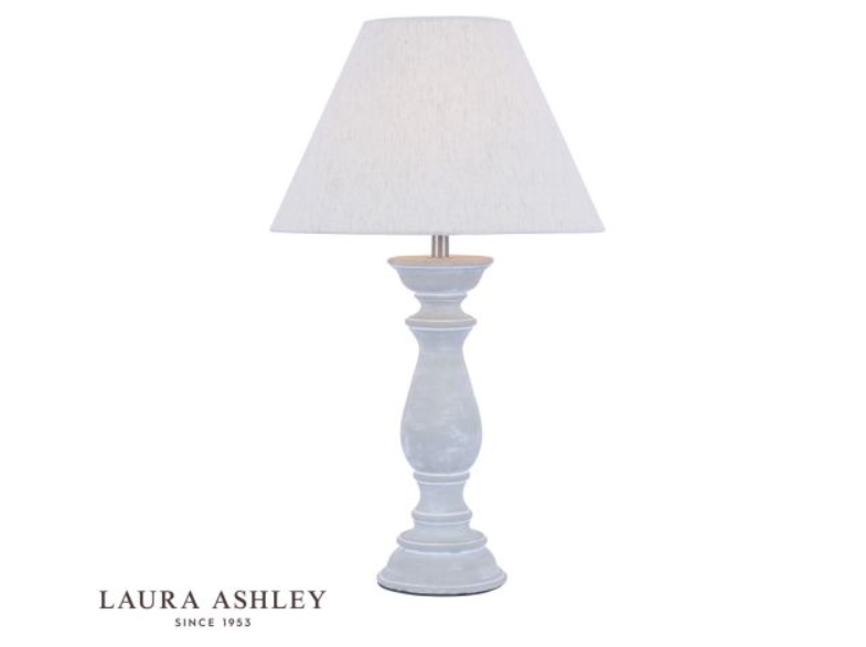 Laura Ashley Chedworth Table Lamp Concrete and Polished Nickle with Shade