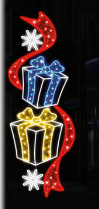 Post Giftboxes with Ribbon LED Rope Light Sign