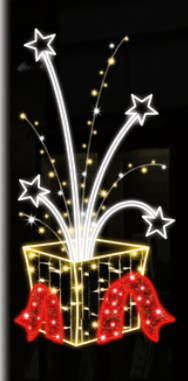 Post Giftbox with Fireworks LED Rope Light Sign