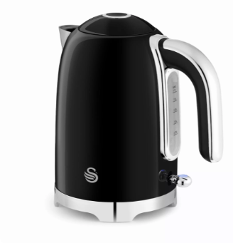Swan Solace 1.7L Stainless Steel   Kettle- Black