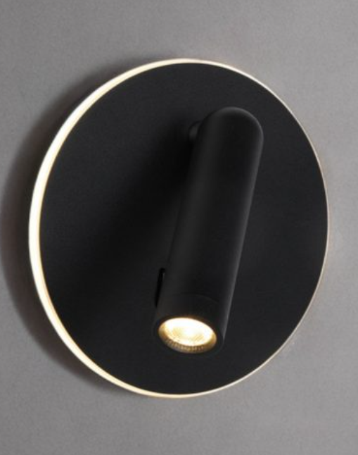 3W LED WALL LIGHT BLACK ROUND + 6W RING