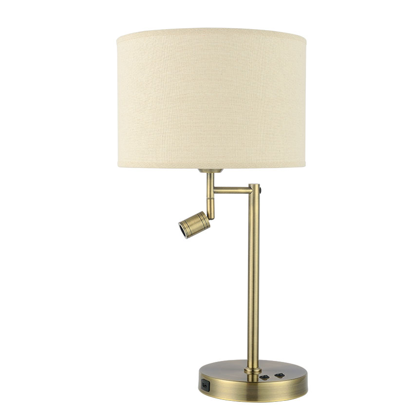 Ashley Table Lamp Antique Brass c/w White Shade